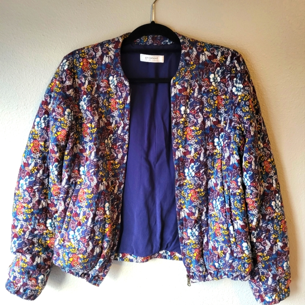 Colorful Bomber jacket flowers M